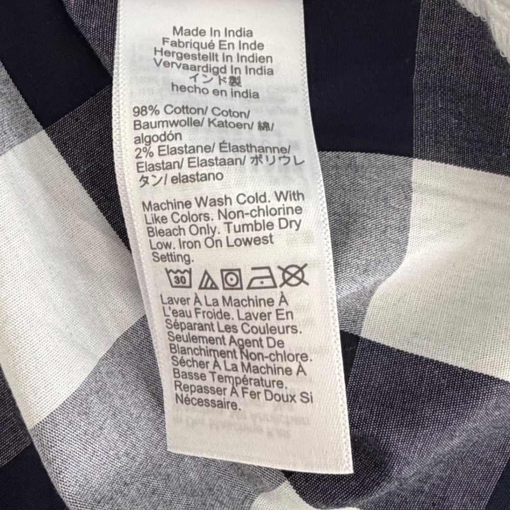 NEW J. Crew Gingham One Shoulder Ruffle Top Black White Cotton Stretch 12 NWT - Picture 11 of 15